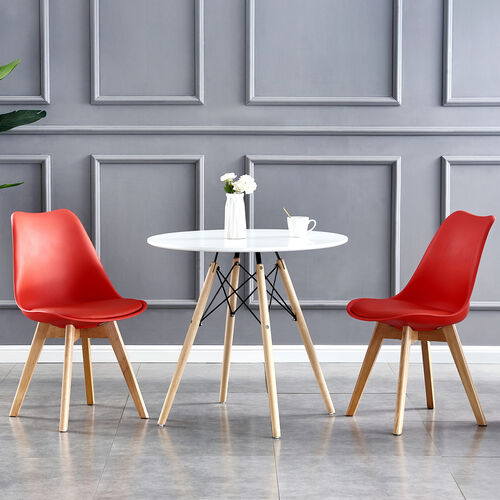 Eva Deluxe Dining Chairs Deluxe Wooden legs set of 2(Red)
