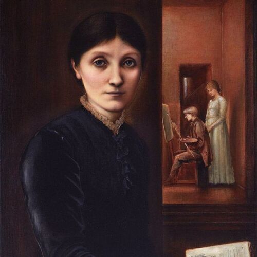 Georgiana Burne-Jones, with their Two Children, Philip and Margaret in the Background