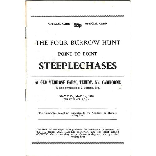 1978 The Four Burrow Hunt Point to Point Steeplechases Race Meeting (01/05/1978)