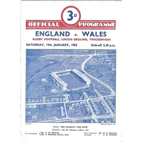 England Rugby Union Programmes