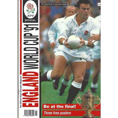 1991 England World Cup 1991 Official Team Souvenir Rugby Union Magazine