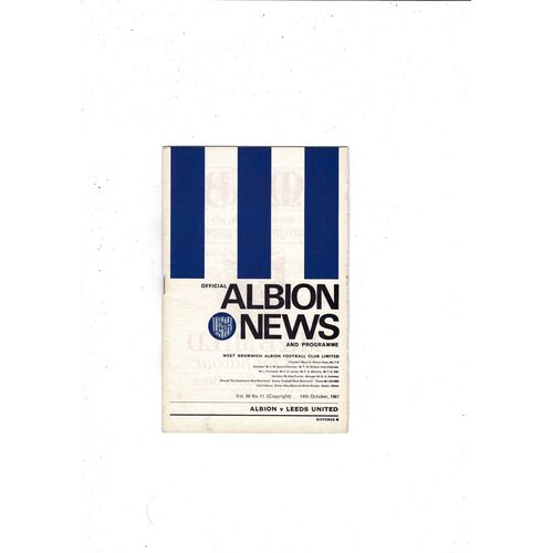 1967/68 West Bromwich Albion v Leeds United Football Programme + League Review