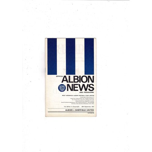 1967/68 West Bromwich Albion v Sheffield United Football Programme + League Review