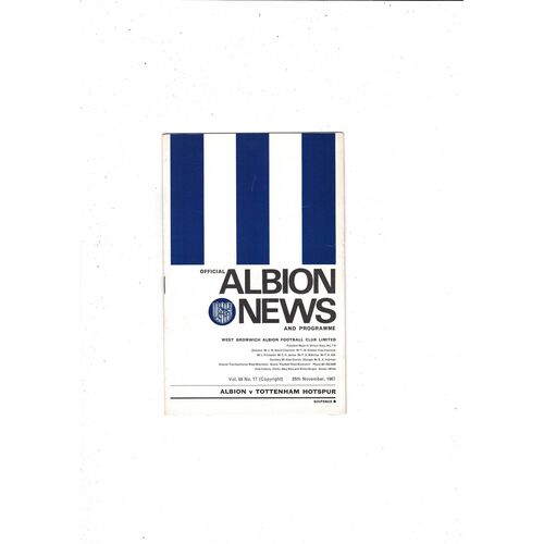 1967/68 West Bromwich Albion v Tottenham Hotspur Football Programme + League Review