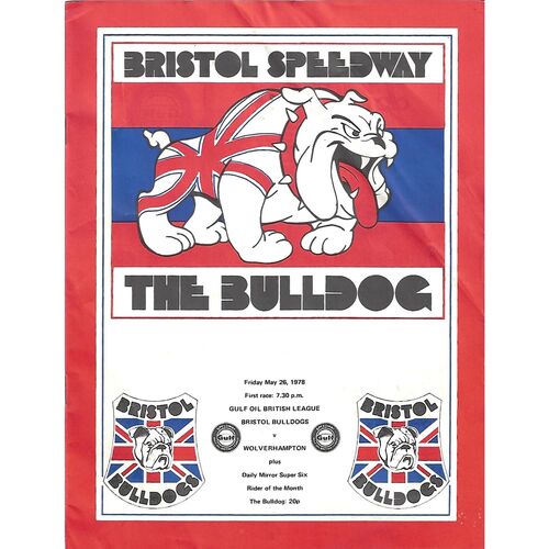 1978 Bristol v Wolverhampton Gulf Oil British League (26/05/1978) Speedway Programme