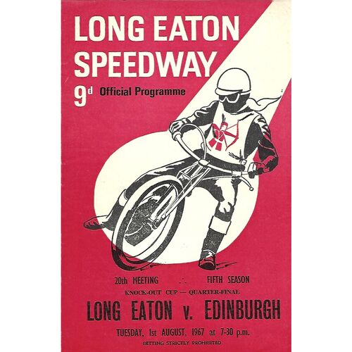 1967 Long Eaton v Edinburgh Knock-Out Cup Quarter Final (01/08/1967) Speedway Programme