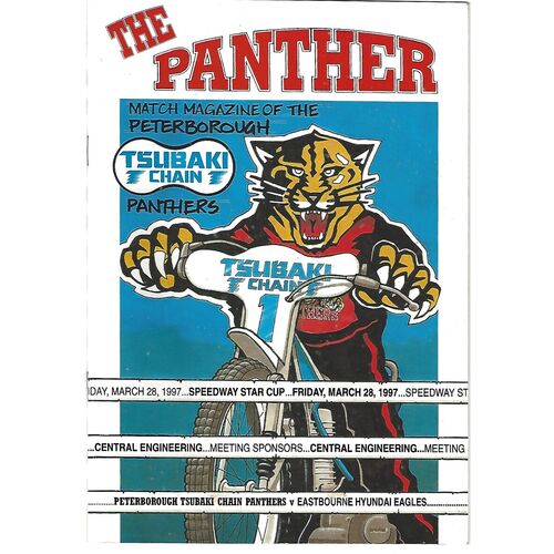 1997 Peterborough Tsubaki Chain Panthers v Eastbourne Hyundai Eagles Speedway Star Cup (28/03/1997) Speedway Programme
