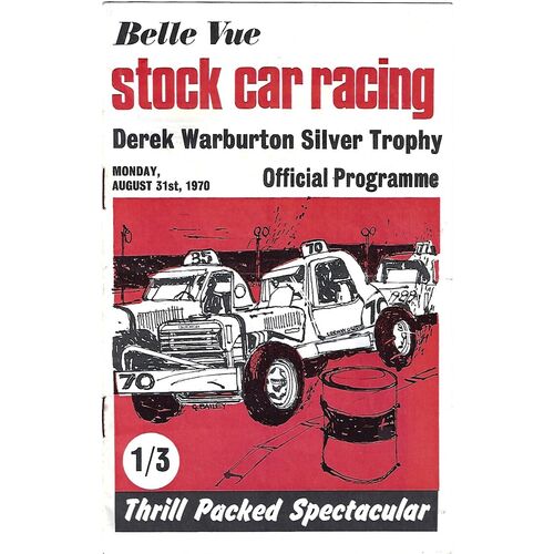 1970 Belle Vue Derek Warburton Silver Trophy Meeting (31/08/1970) Stock Car Racing Programme