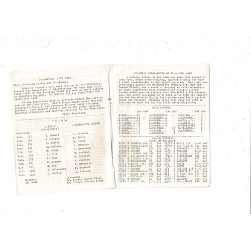 1968/69 Barking v Walthamstow Football Programme