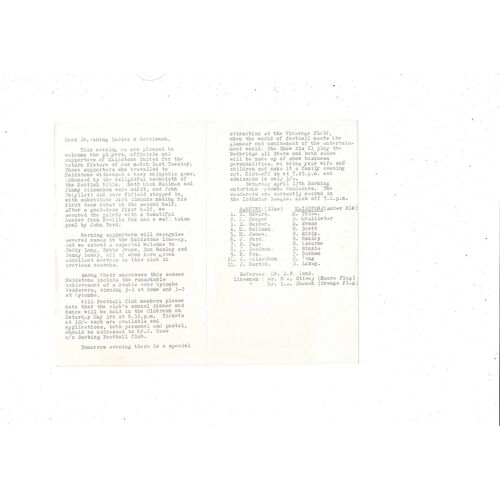 1968/69 Barking v Maidstone United Football Programme