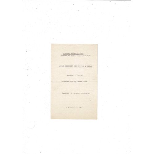 1968/69 Barking v Bishop's Stortford Essex Cup Final Football Programme