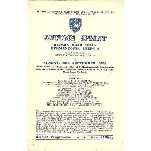 Sprint Racing Programmes