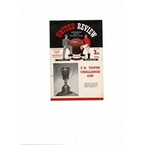 1956 Manchester United v Chesterfield FA Youth Cup Final Football Programme