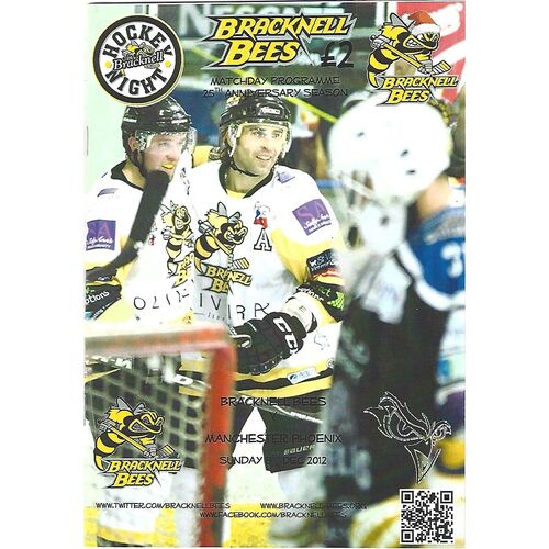 2012/13 Bracknell Bees v Manchester Phoenix (08/12/2012) EPIHL Ice Hockey League Match Programme