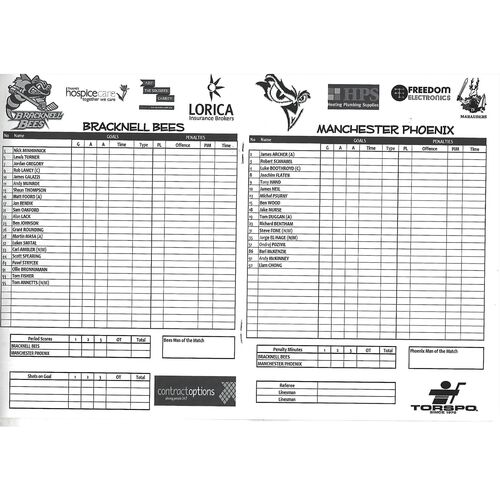 2012/13 Bracknell Bees v Manchester Phoenix (30/03/2013) EPIHL Play-Off Quarter Final 1st Leg Ice Hockey League Match Programme
