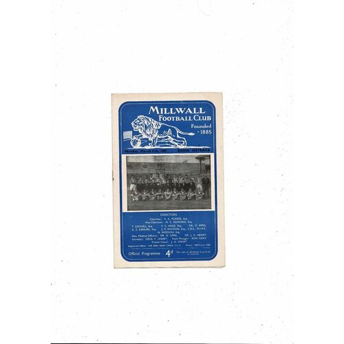Millwall v Banik Ostrava Friendly Football Programme 1956/57