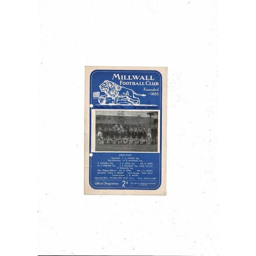 Millwall v Leyton Orient Friendly Football Programme 1956/57