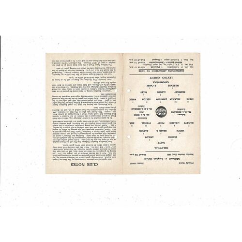 Millwall v Leyton Orient Friendly Football Programme 1956/57