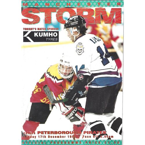 1995/96 Manchester Storm v Peterborough Pirates (17/12/1995) British League Division 1 Ice Hockey League Game Programme