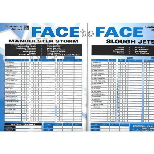 1996/97 Manchester Storm v Slough Jets (29/08/1996) Benson & Hedges Cup Ice Hockey Programme