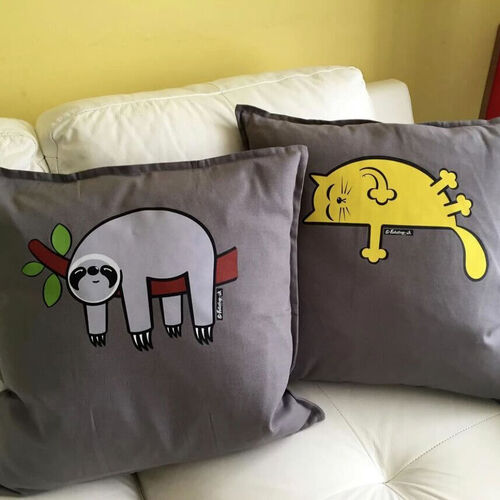 'Yellow Sleepy Cat' Cushion