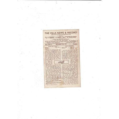 Aston Villa Home Football Programmes