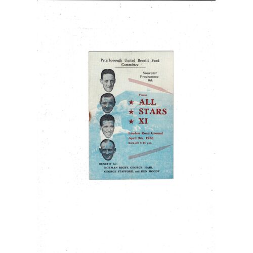 Peterborough United v All Stars Benefit Match Football Programme 1955/56