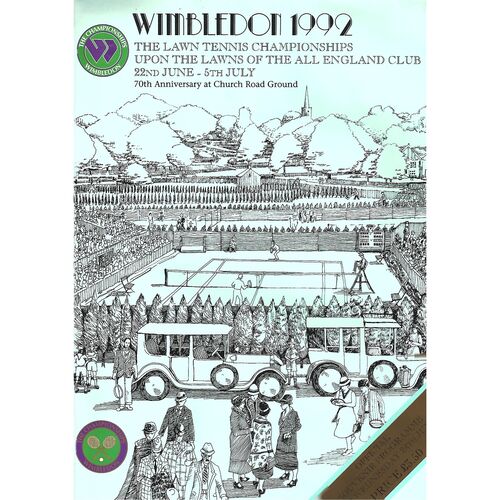 1992 (3rd Day) Wimbledon Tennis Programme