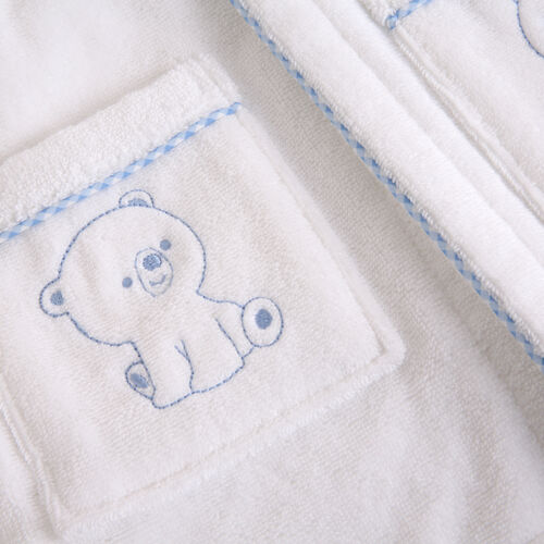 Bear Hooded Bathrobe & Hooded Towel with Blue Gingham Trim
