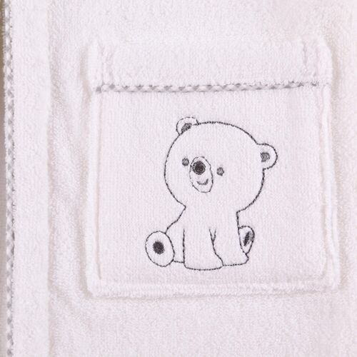 Bear Hooded Bathrobe & Hooded Towel with Grey Gingham Trim