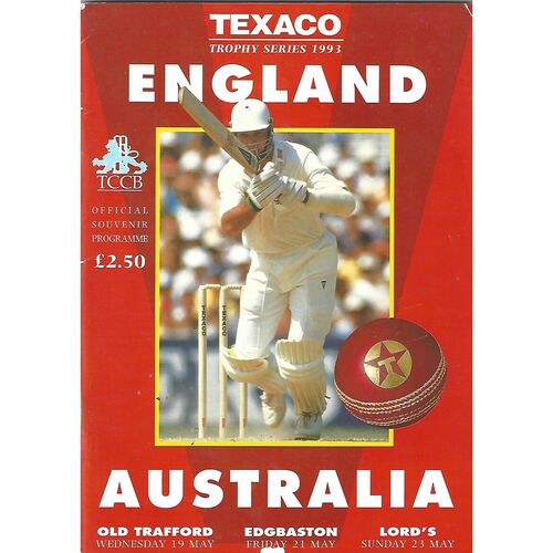 1993 England v Australia Texaco Trophy Series Cricket Programme