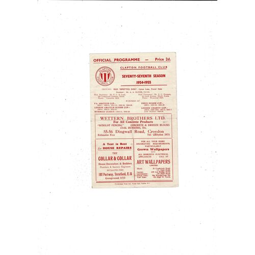 Clapton Football Programmes