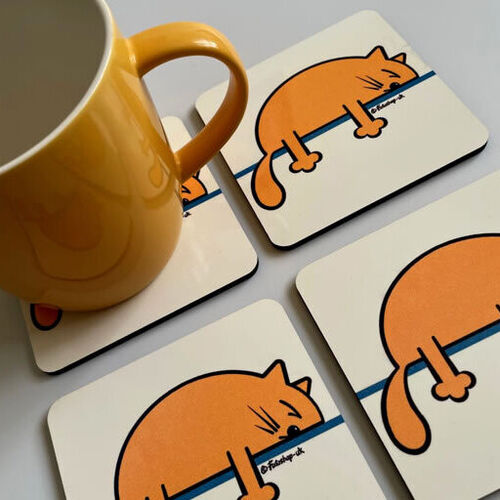 'Orange Sleepy Cat' Coaster