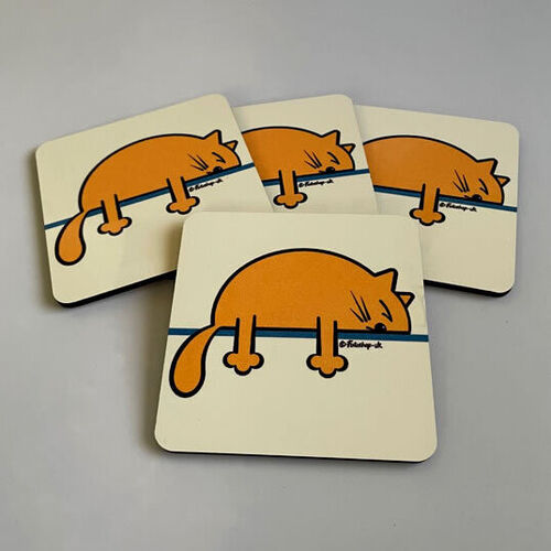 'Orange Sleepy Cat' Coaster