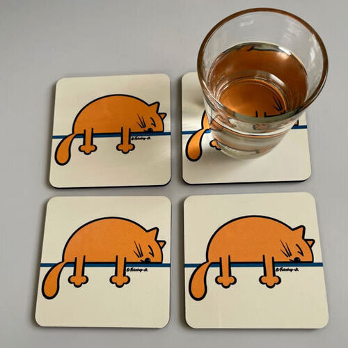 'Orange Sleepy Cat' Coaster