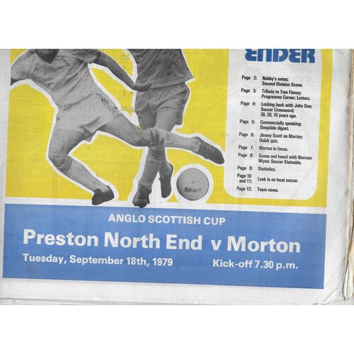 1979/80 Preston North End v Morton Anglo Scottish Cup Football Programme