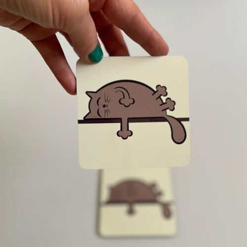 'Grey Sleepy Cat' Coaster