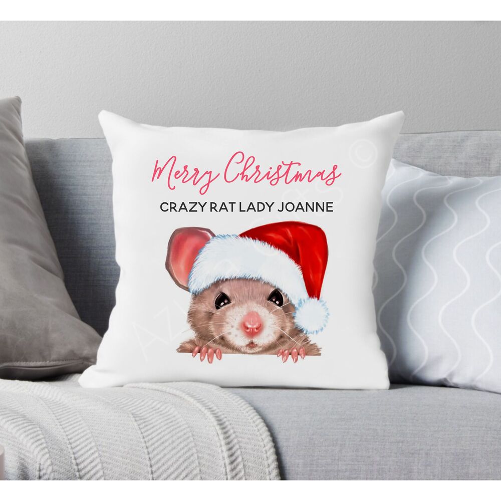 Personalised Christmas Rat Cushion