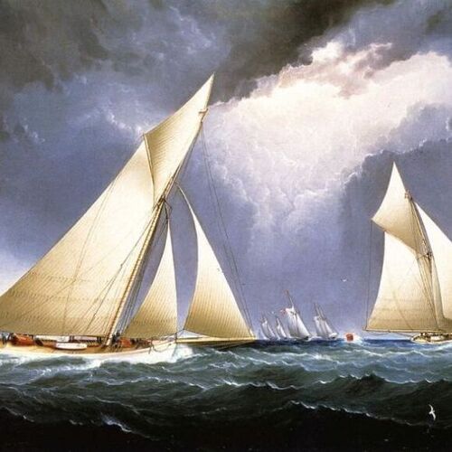 Mayflower Leading Puritan, America's Cup Trial Race, 1886