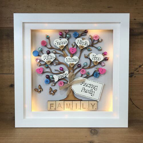 “Hearts & Buttons” Family Tree Frame