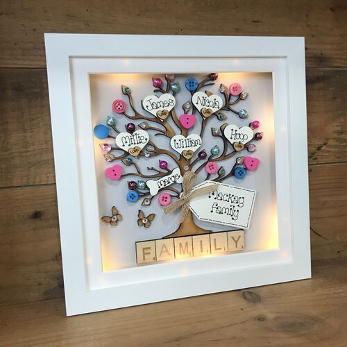 “Hearts & Buttons” Family Tree Frame