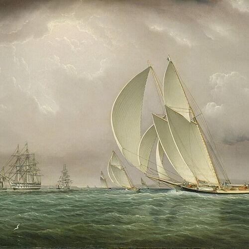 Yachting Race in New York Harbor with Naval Salute at Castle William, on Governor's Island
