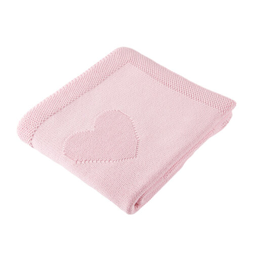 Organic Jacquard Heart Blanket - Pink