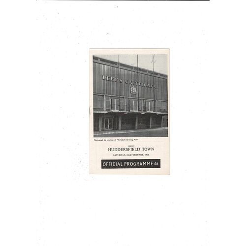 1963/64 Leeds United v Huddersfield Town Football Programme