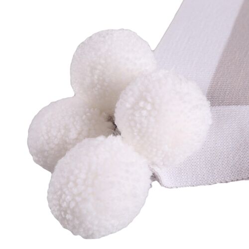 Bunny Blanket with White Pompoms - Grey