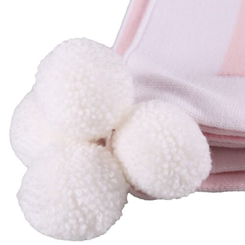 Bunny Blanket with Pompoms - Pink