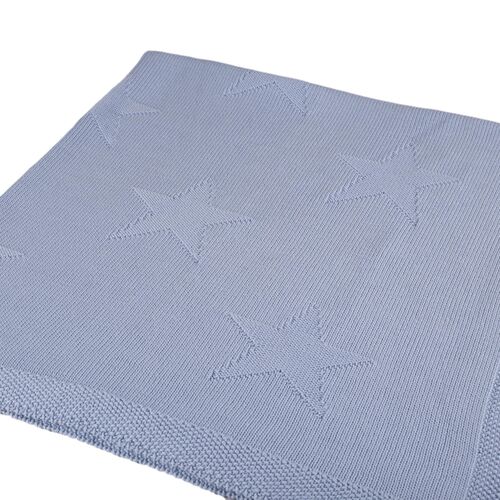 Organic Jacquard Star Blanket - Blue