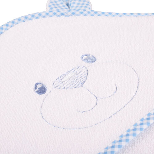 Bear Hooded Towel with Blue Gingham Trim