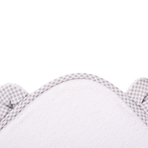 Bear Hooded Towel with Grey Gingham Trim