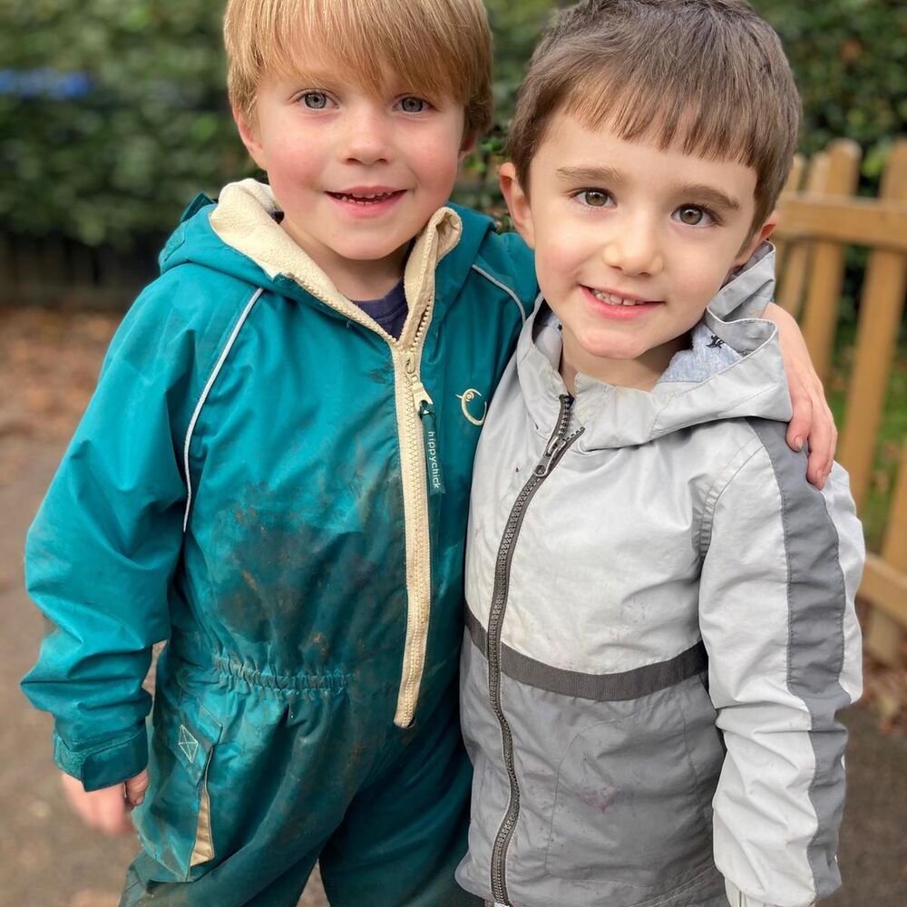 Preschool children ready for outdoor learning adventure 